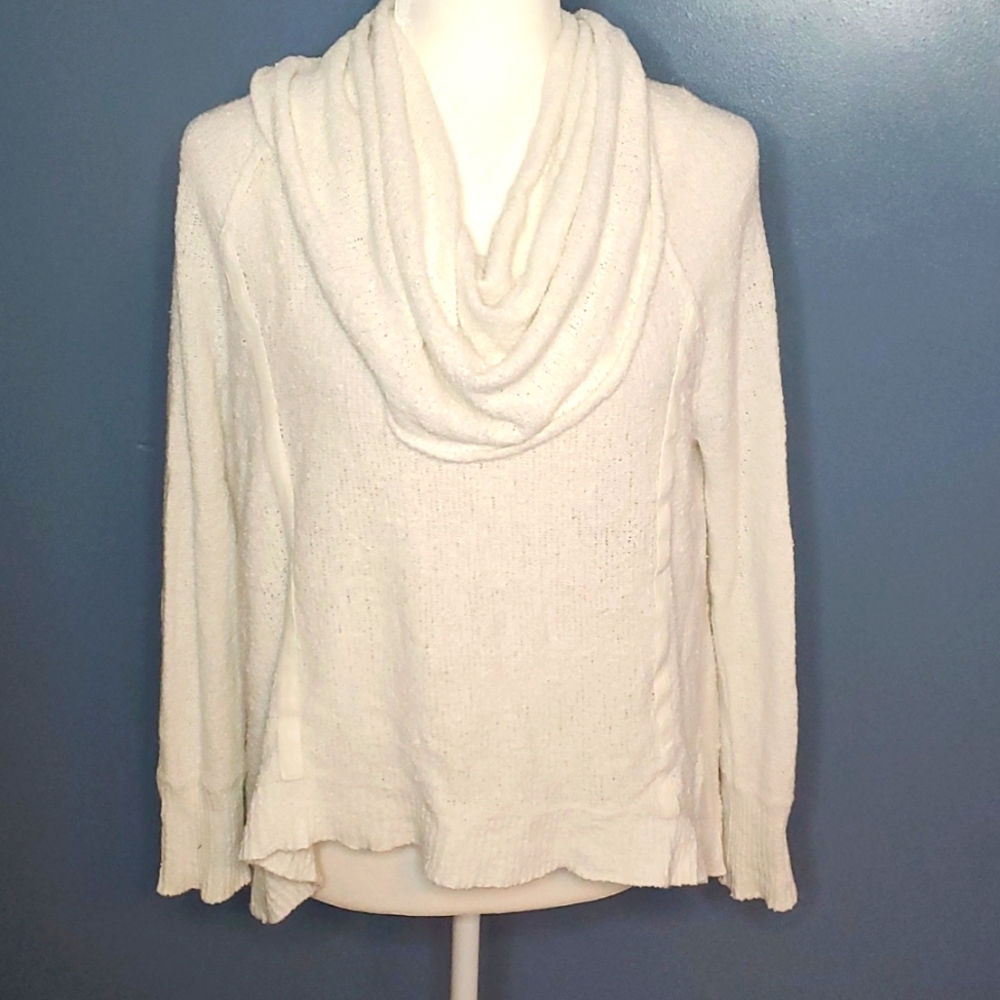 Free People Ivory Cowlneck Ivory Flowy Sweater